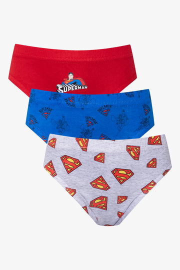 Superman 3 Pack Briefs Red, Blue And Grey