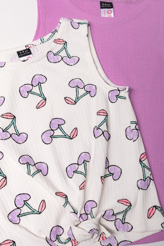 2 Pack Vests Purple And Cream