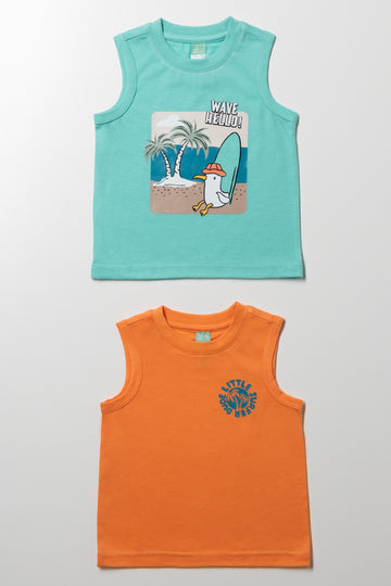 2 Pack Vests Blue And Orange