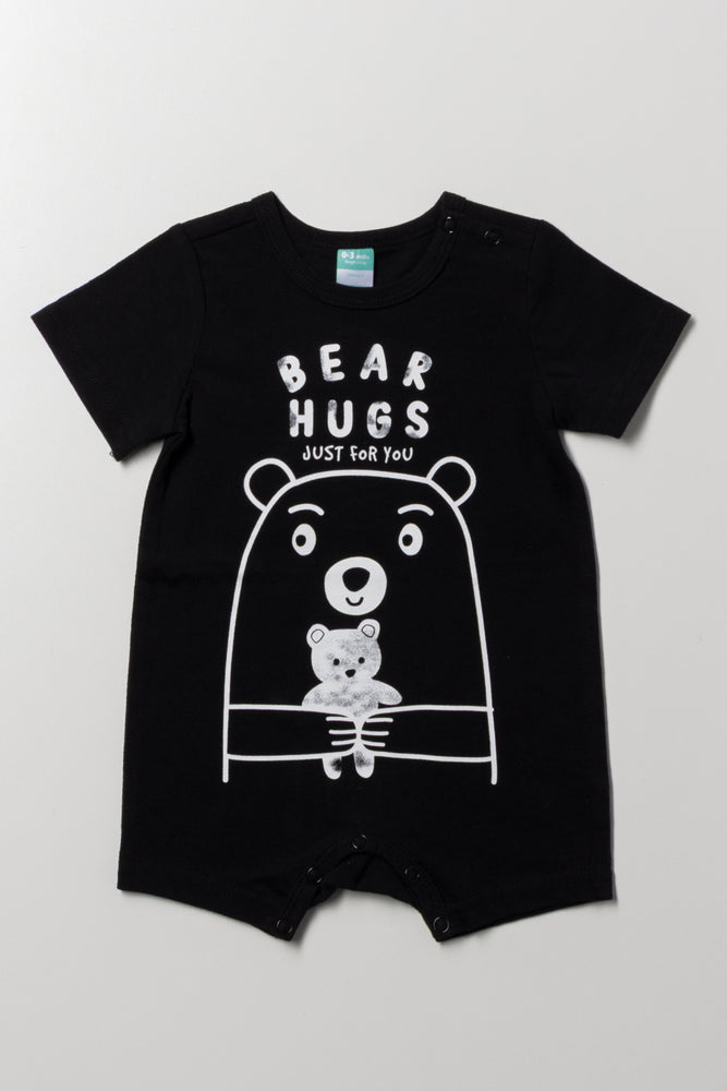 Bear Hugs Romper Black