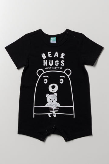 Bear Hugs Romper Black