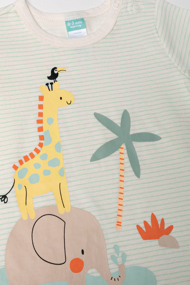 Safari Stripe Romper Green (1)