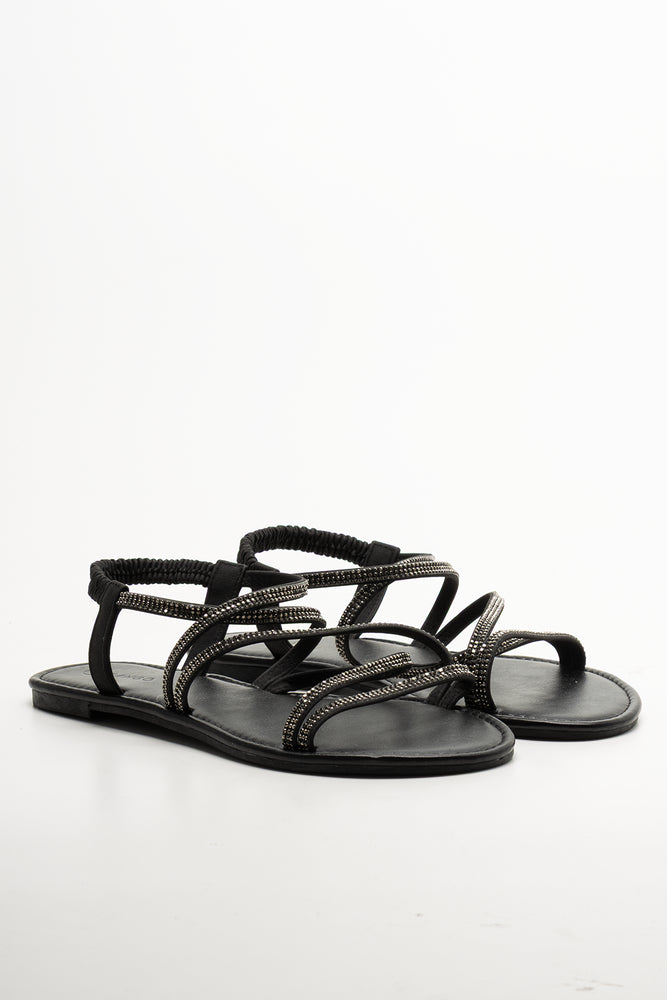 Diamante Strappy Sandal Black