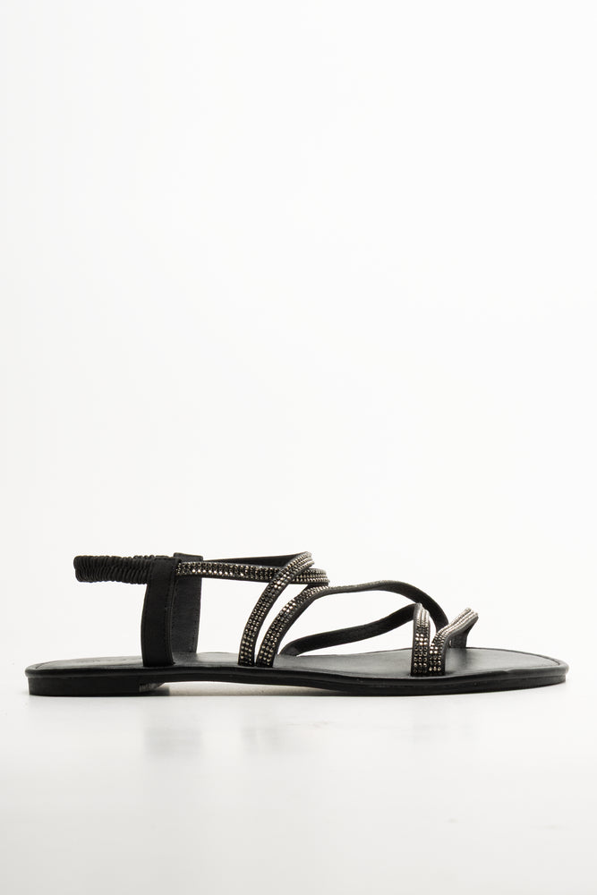 Diamante Strappy Sandal Black