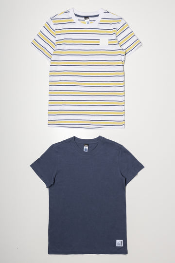 2 Pack T-Shirts White And Navy