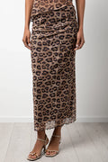 Animal Print Mesh Skirt Brown (1)