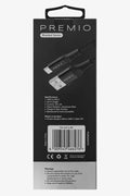 Black Premio Braided USB to USB-C Cable 3m (2)