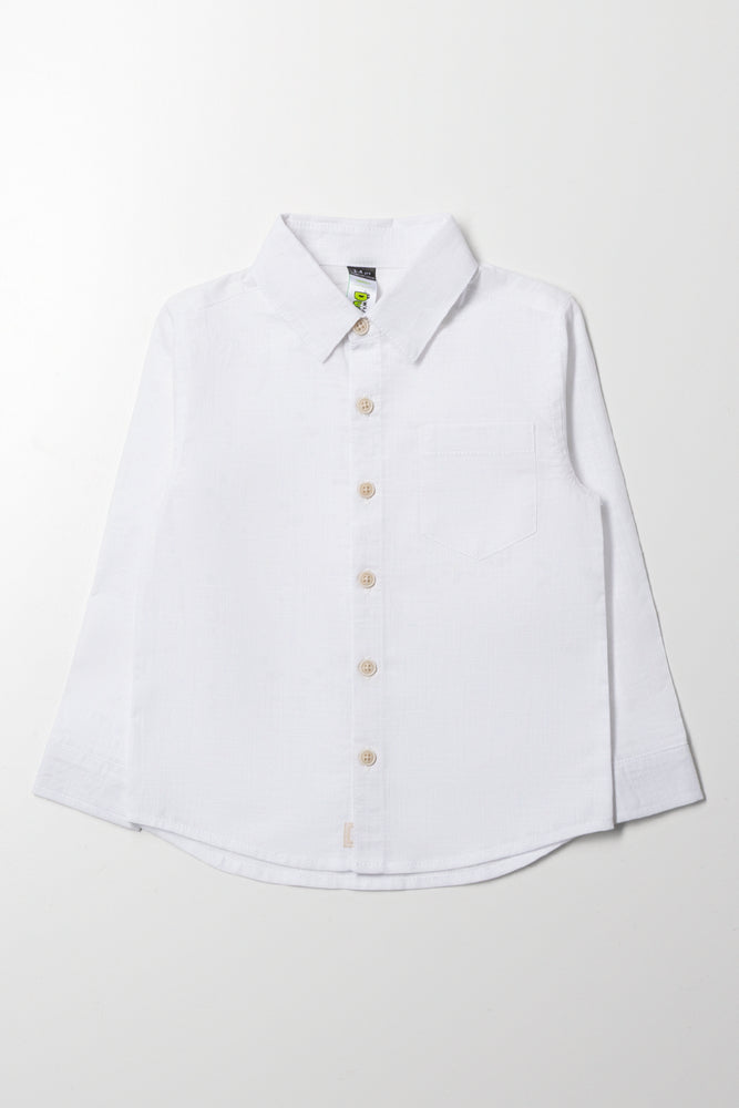Long Sleeve Linen Shirt White