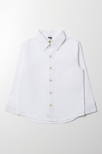 Long Sleeve Linen Shirt White