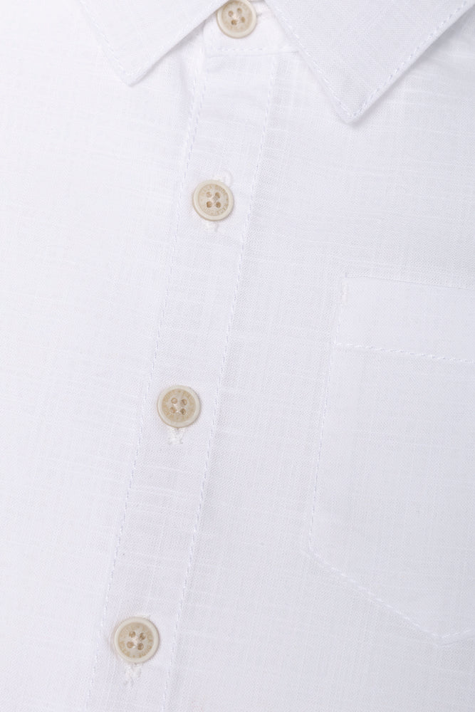 Long Sleeve Linen Shirt White