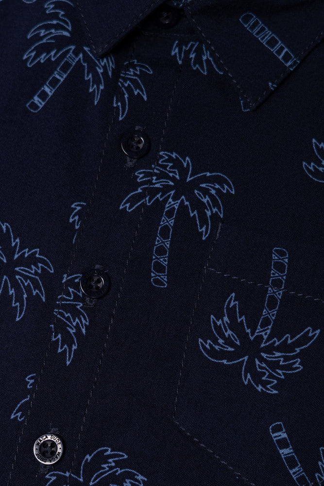 Short Sleeve Palms Shirt Navy
