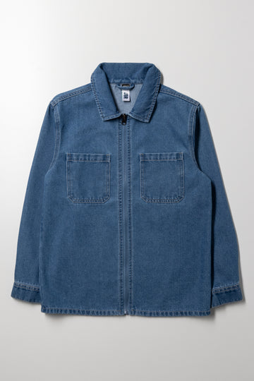 Long Sleeve Denim Shirt Blue