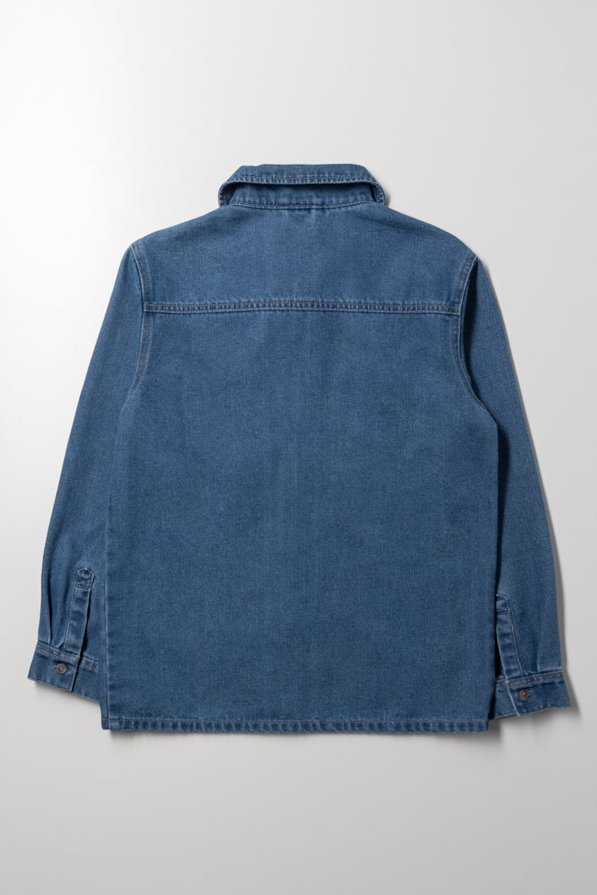Long Sleeve Denim Shirt Blue (2)