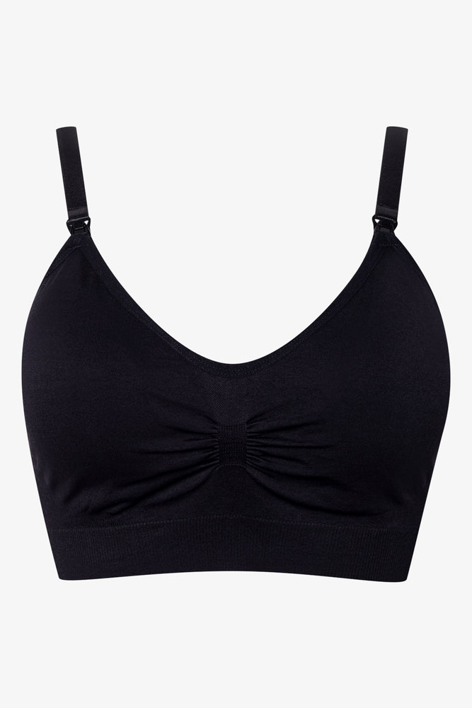 2 Pack Seamfree Lace Trim Padded Nursing Bras Black