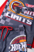 Hot Wheels Long Sleeve Swimsuit Set Red And Grey (1)
