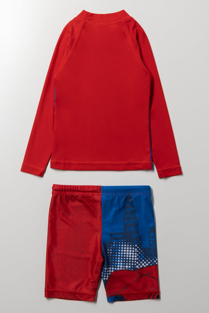 Spider-Man Long Sleeve Swimsuit Set Red And Blue (3)