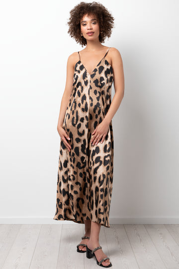Animal Print Maxi Dress Brown
