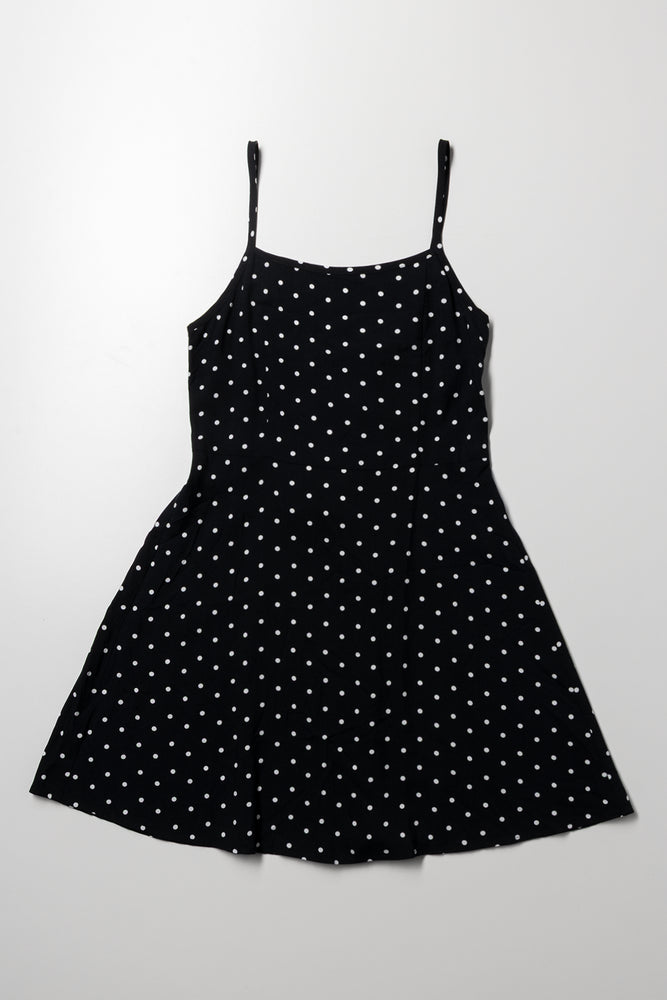 Polka Dot Strappy Dress Black