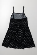Polka Dot Strappy Dress Black (2)