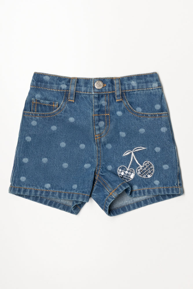 Spot Denim Shorts Blue