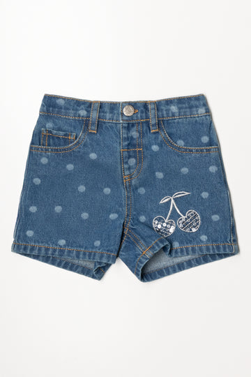 Spot Denim Shorts Blue