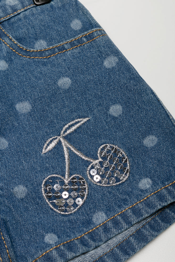 Spot Denim Shorts Blue