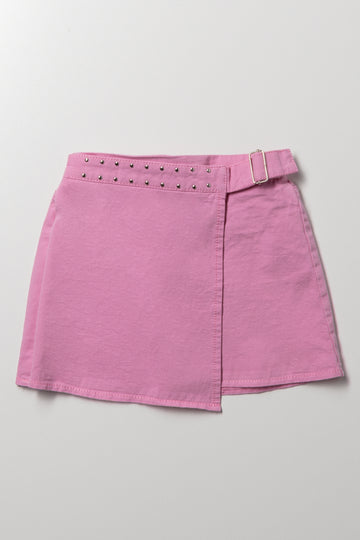 Stud Wrap Skirt Pink