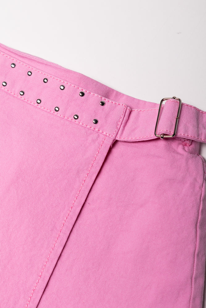 Stud Wrap Skirt Pink