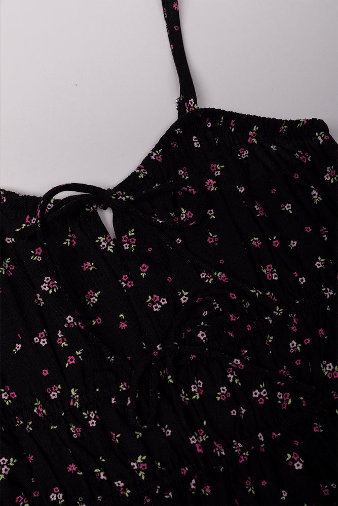 Strappy Linen Dress Black