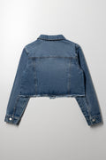 Denim Jacket With Frayed Edges Blue (2)