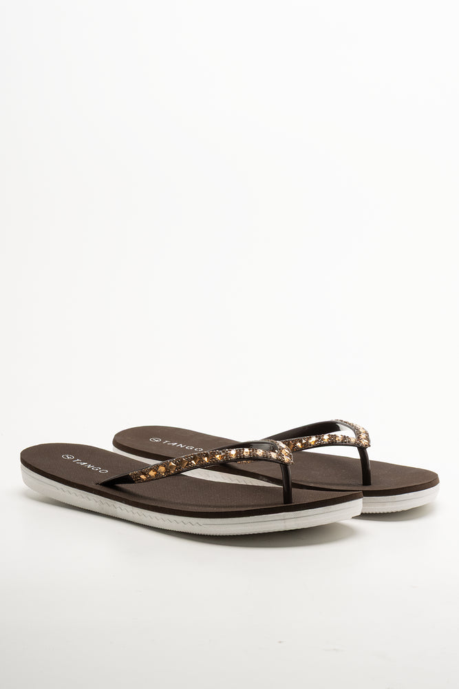 Diamante Flip Flop Brown