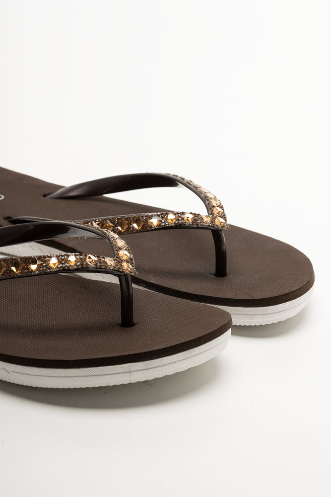 Diamante Flip Flop Brown (2)