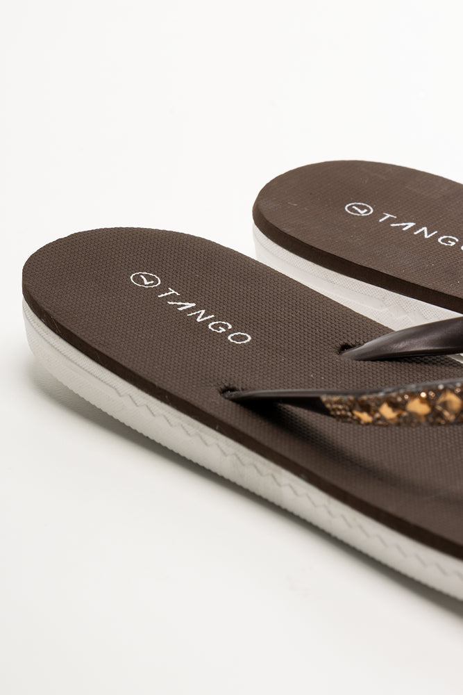 Diamante Flip Flop Brown (3)