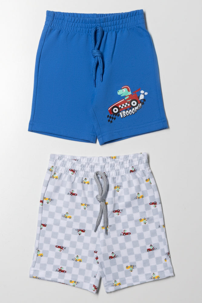2 Pack Knit Shorts Blue And Grey