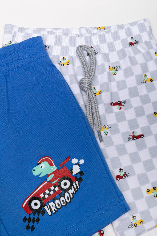 2 Pack Knit Shorts Blue And Grey (1)