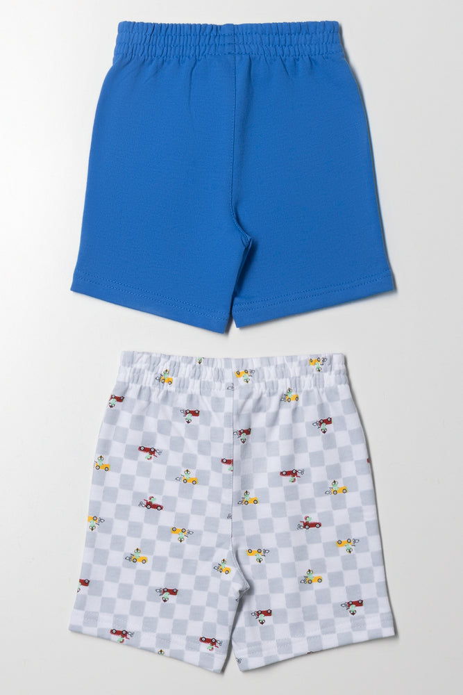 2 Pack Knit Shorts Blue And Grey (2)