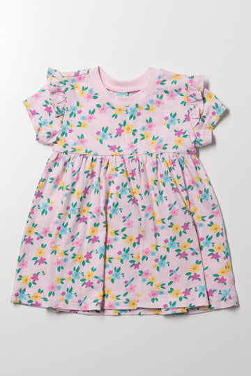 Frill Sleeve Dress Pink
