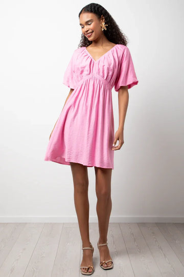 Puff Sleeve Dress Pink