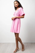Puff Sleeve Dress Pink (1)