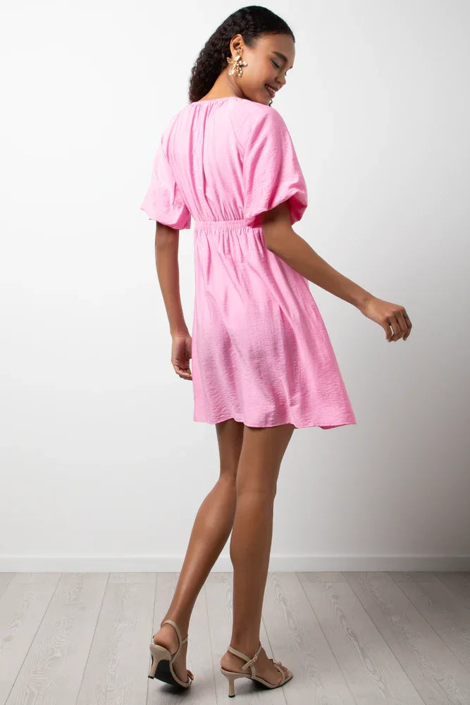 Puff Sleeve Dress Pink (2)