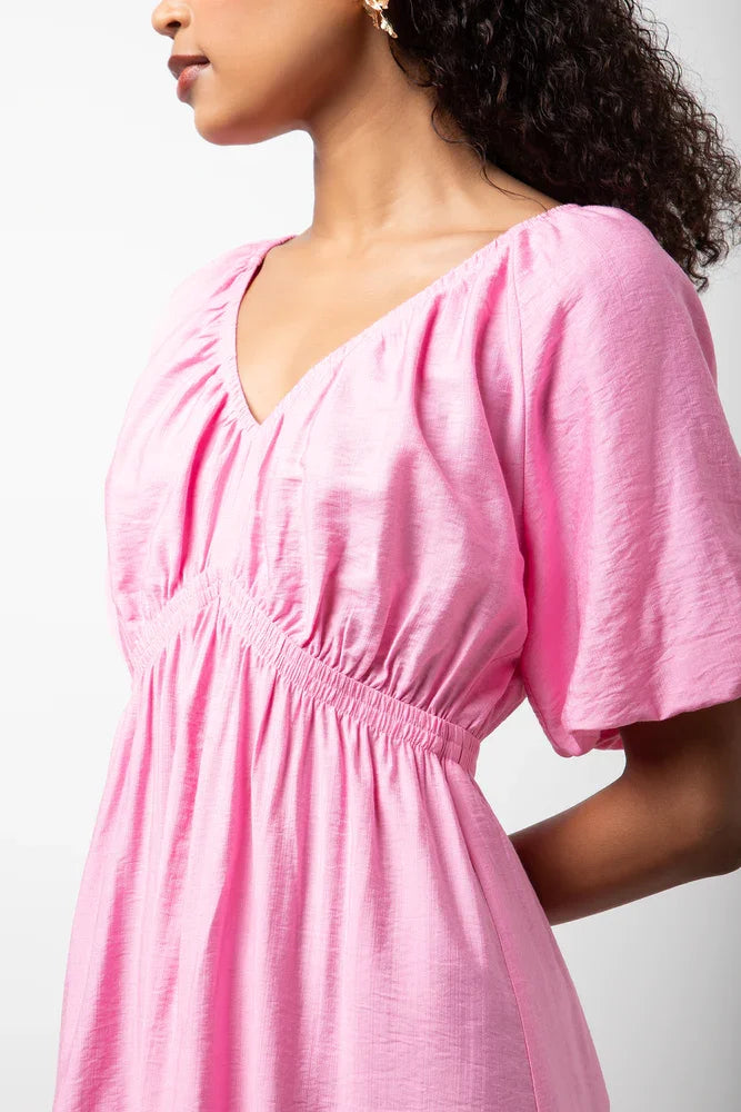 Puff Sleeve Dress Pink (3)