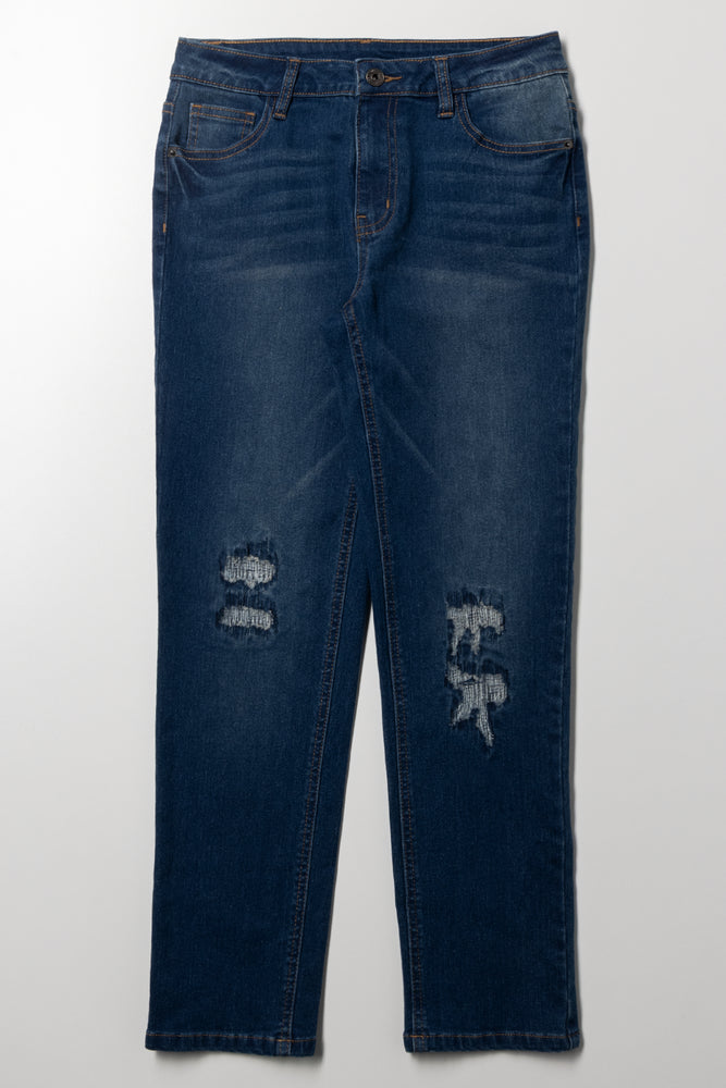 Rip And Repair Skinny Denim Jean Blue