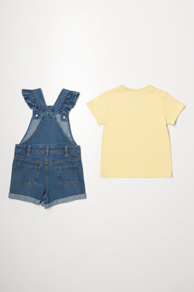Daisy Embroidered Dungaree Blue (3)