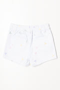 Embroidered Denim Short White (2)