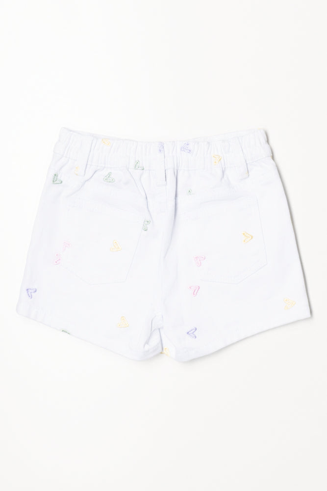Embroidered Denim Short White (2)