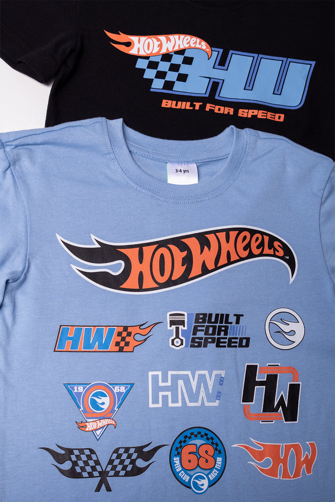 Hot Wheels 2 Pack T-Shirts Black And Blue