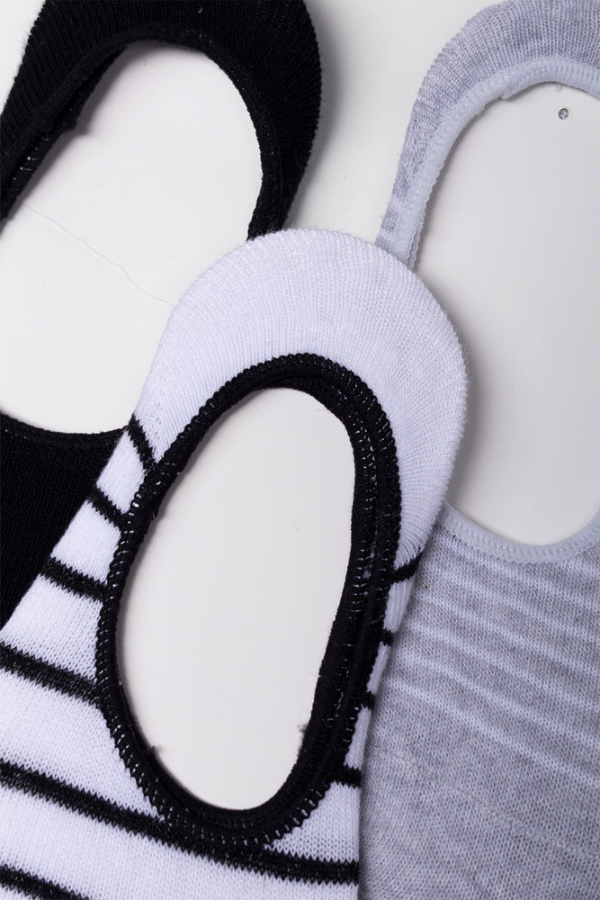 3 Pack Stripe Secret Socks Black