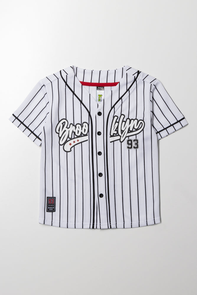 Baseball Button Through Top White