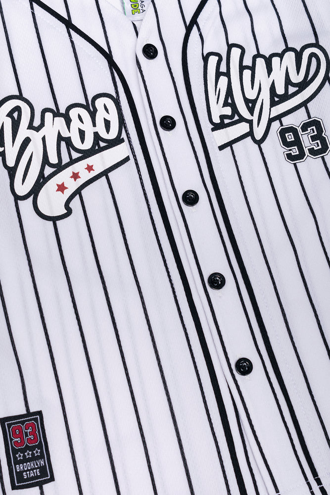 Baseball Button Through Top White
