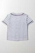 Baseball Button Through Top White (2)
